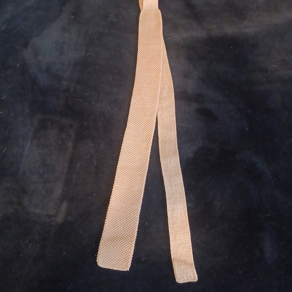 Vintage Mark Shale Tan Knit Square End Necktie
